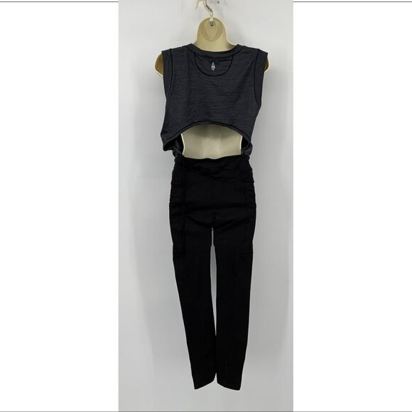 FP Free People Movement Off to Races jumpsuit athletic black gray cut-out new XS - Picture 4 of 6